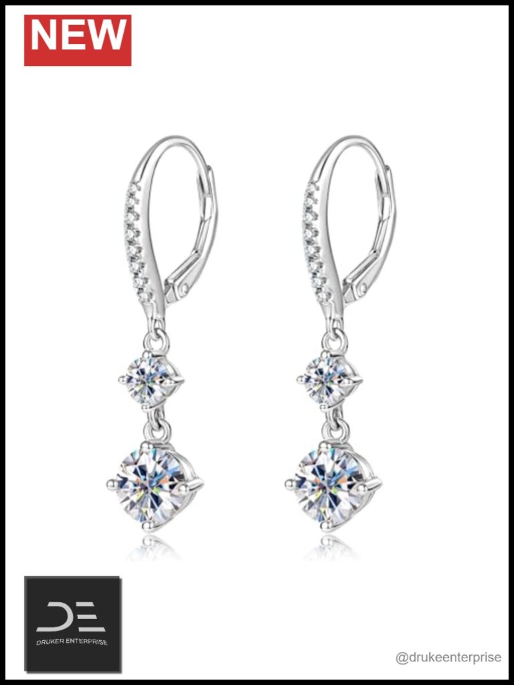 925 Sterling Silver Moissanite Hoop Dangle Earrings for Women Hypoallergenic